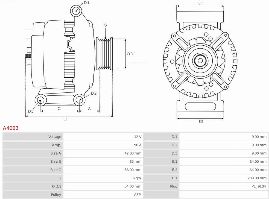 AS-PL A4093 - Генератор vvparts.bg