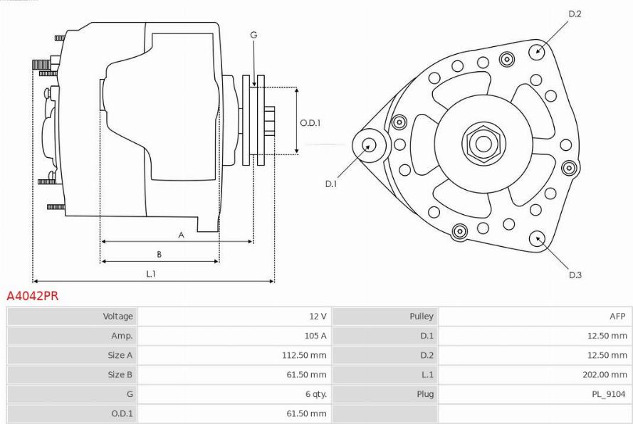 AS-PL A4042PR - Генератор vvparts.bg