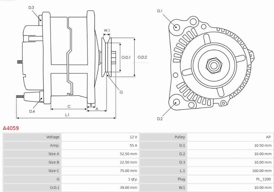 AS-PL A4059 - Генератор vvparts.bg