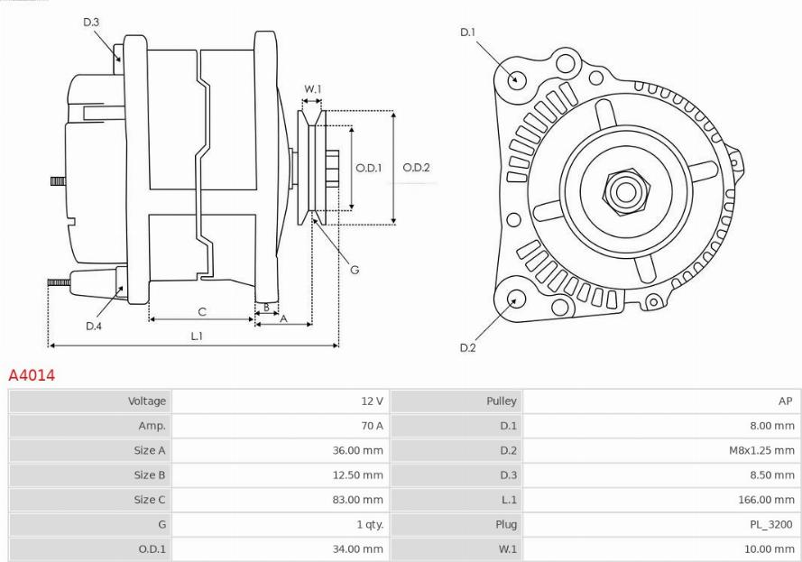 AS-PL A4014 - Генератор vvparts.bg