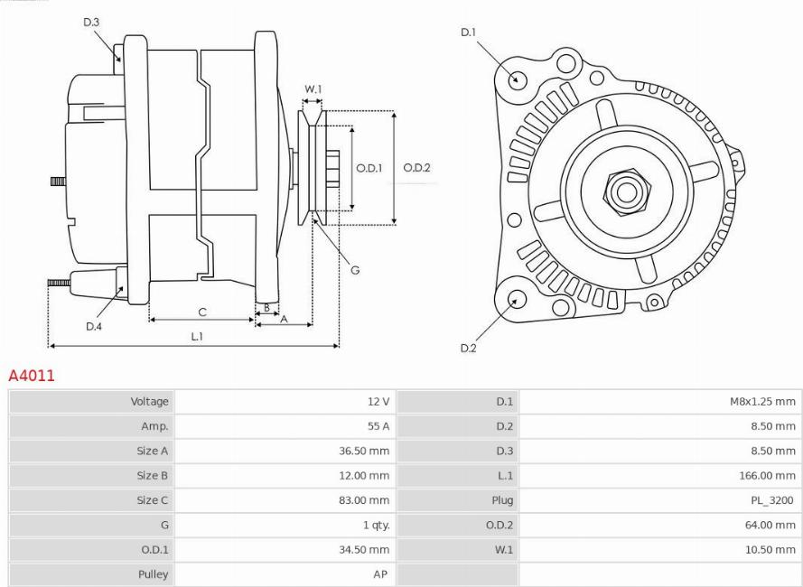 AS-PL A4011 - Генератор vvparts.bg