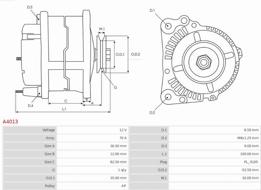 AS-PL A4013 - Генератор vvparts.bg