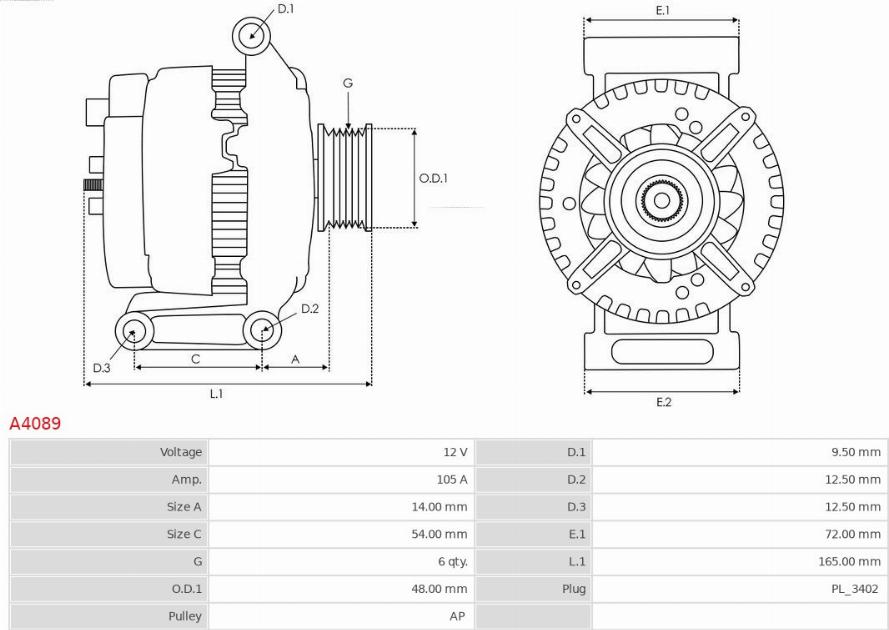 AS-PL A4089 - Генератор vvparts.bg