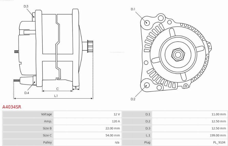 AS-PL A4034SR - Генератор vvparts.bg