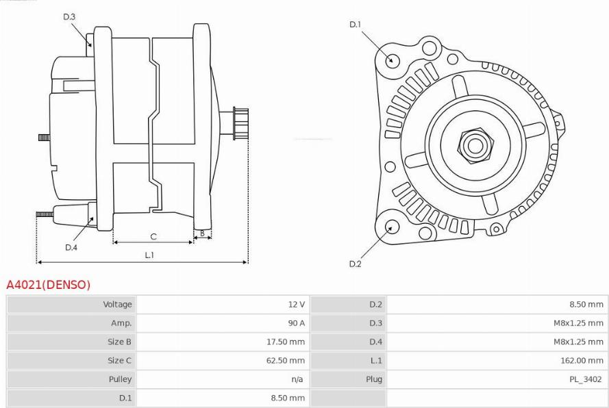 AS-PL A4021(DENSO) - Генератор vvparts.bg