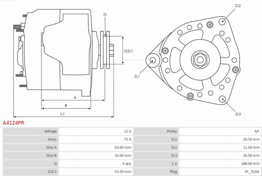 AS-PL A4124PR - Генератор vvparts.bg