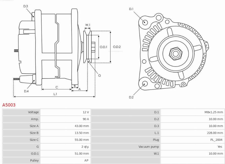 AS-PL A5003 - Генератор vvparts.bg