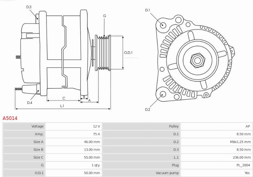 AS-PL A5014 - Генератор vvparts.bg