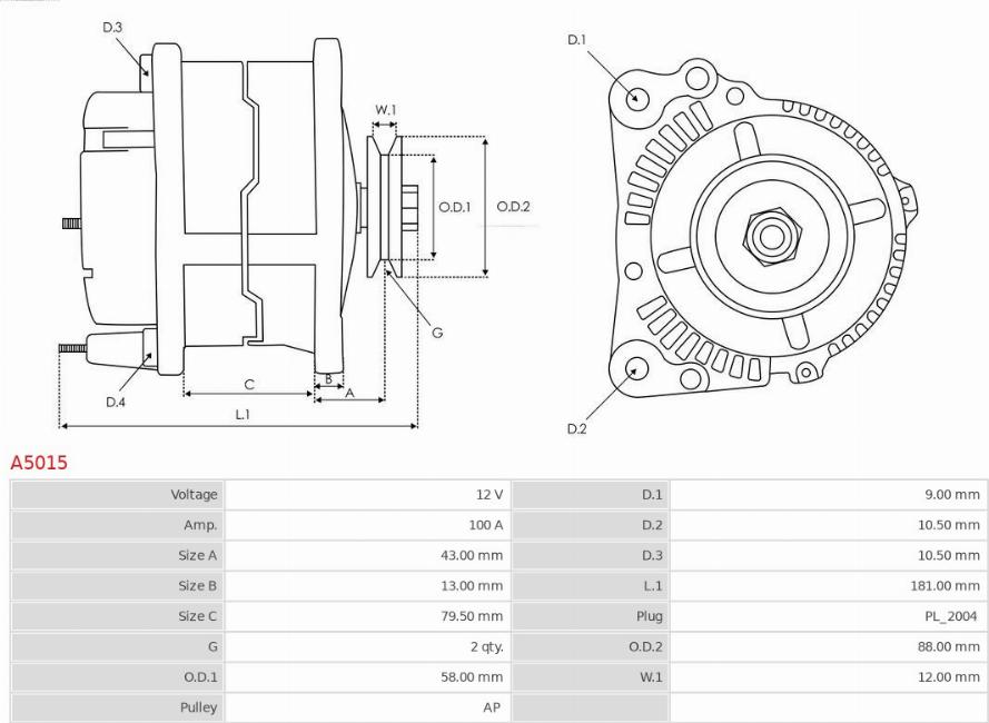 AS-PL A5015 - Генератор vvparts.bg