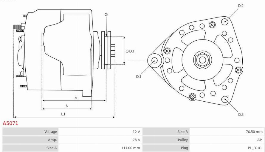 AS-PL A5071 - Генератор vvparts.bg