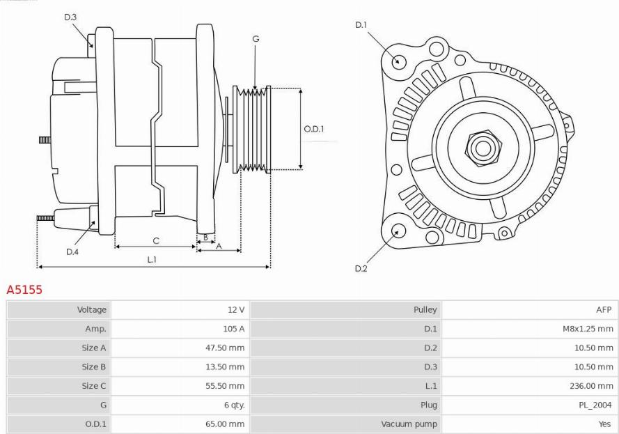 AS-PL A5155 - Генератор vvparts.bg