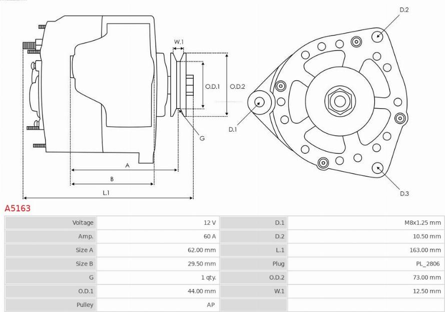 AS-PL A5163 - Генератор vvparts.bg