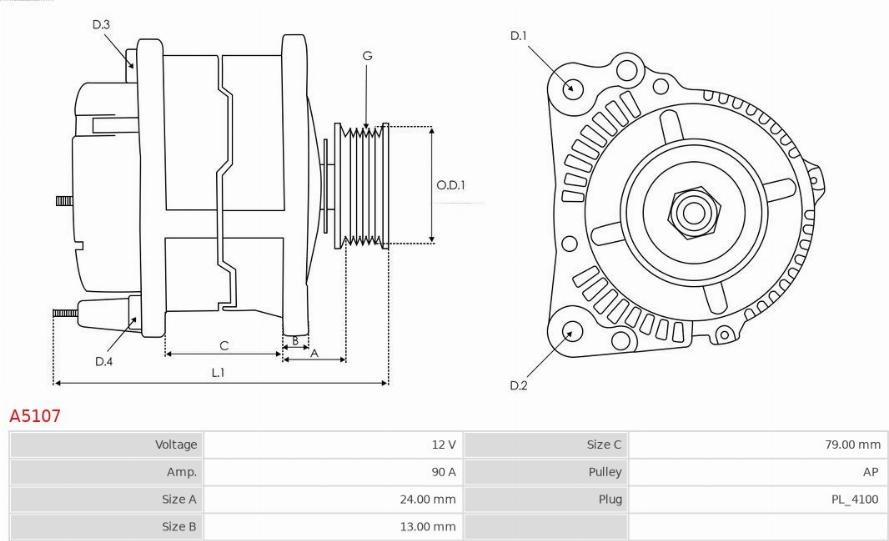 AS-PL A5107 - Генератор vvparts.bg