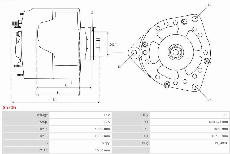 AS-PL A5206 - Генератор vvparts.bg