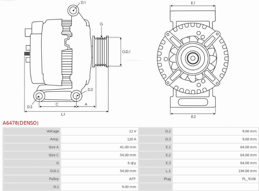 AS-PL A6478(DENSO) - Генератор vvparts.bg