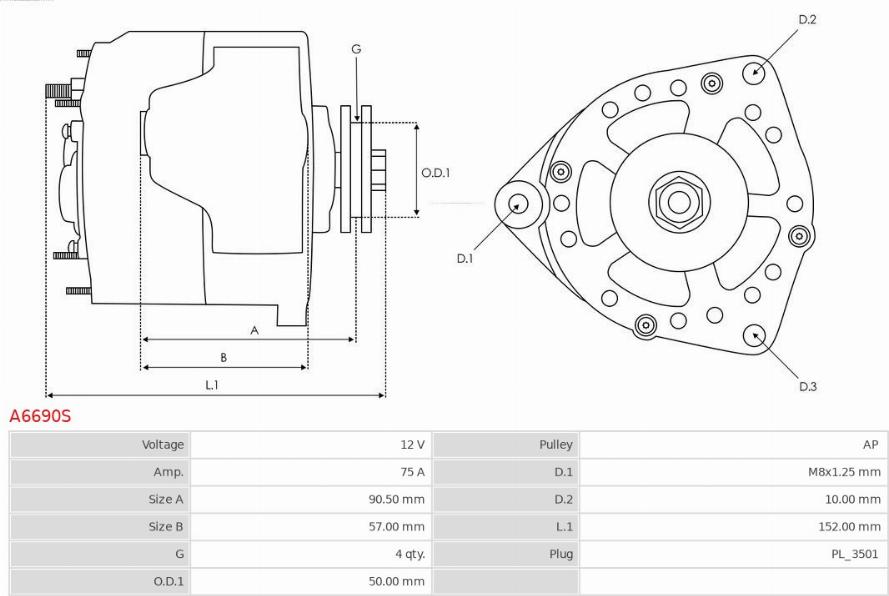 AS-PL A6690S - Генератор vvparts.bg