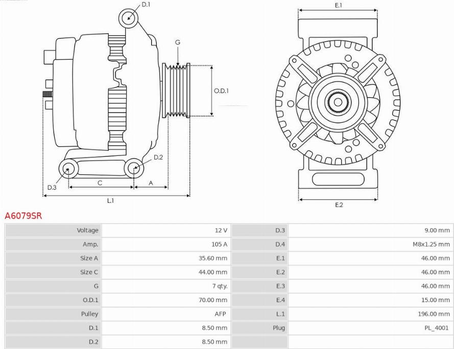 AS-PL A6079SR - Генератор vvparts.bg