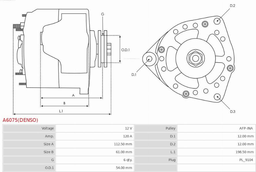 AS-PL A6075(DENSO) - Генератор vvparts.bg