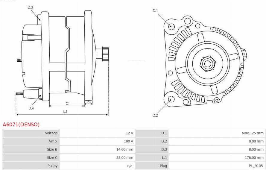 AS-PL A6071(DENSO) - Генератор vvparts.bg