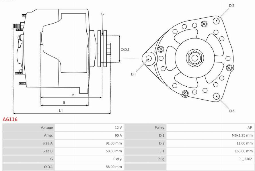 AS-PL A6116 - Генератор vvparts.bg