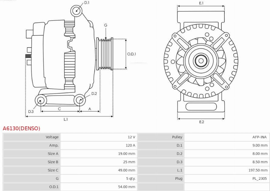 AS-PL A6130(DENSO) - Генератор vvparts.bg