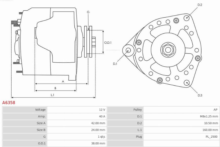 AS-PL A6358 - Генератор vvparts.bg