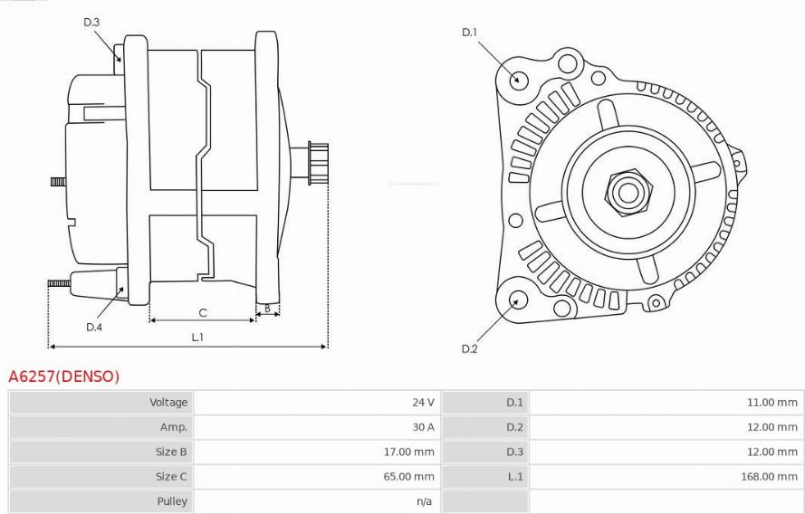 AS-PL A6257(DENSO) - Генератор vvparts.bg