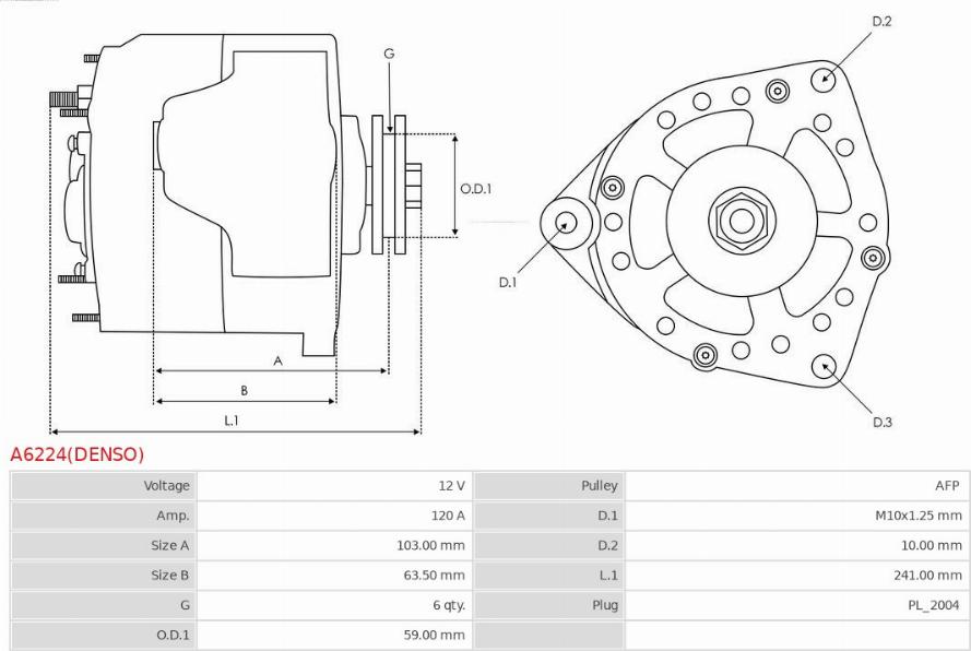 AS-PL A6224(DENSO) - Генератор vvparts.bg