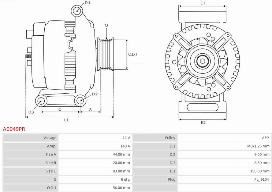 AS-PL A0049PR - Генератор vvparts.bg