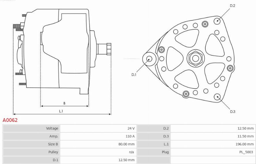 AS-PL A0062 - Генератор vvparts.bg