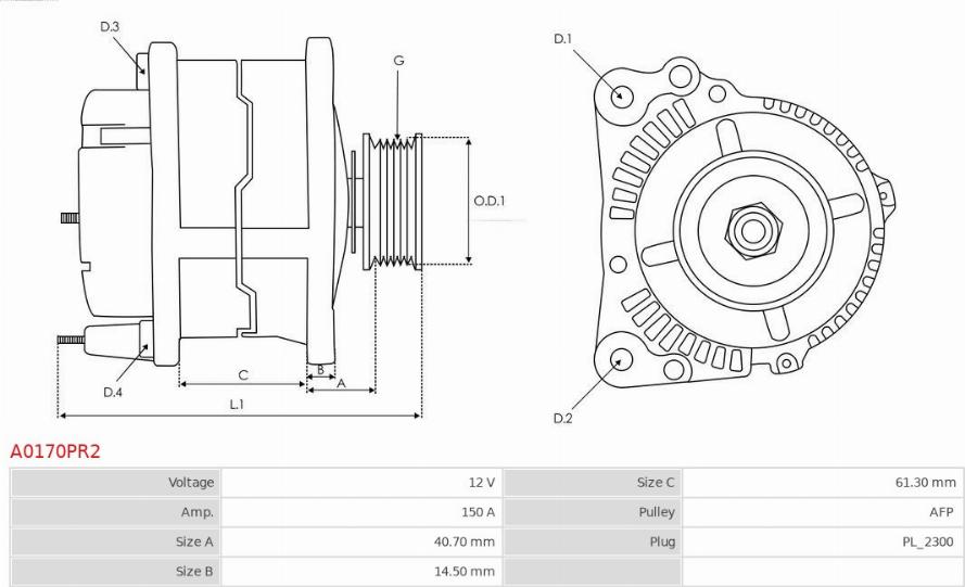 AS-PL A0170PR2 - Генератор vvparts.bg