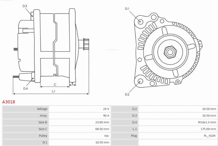 AS-PL A3018 - Генератор vvparts.bg