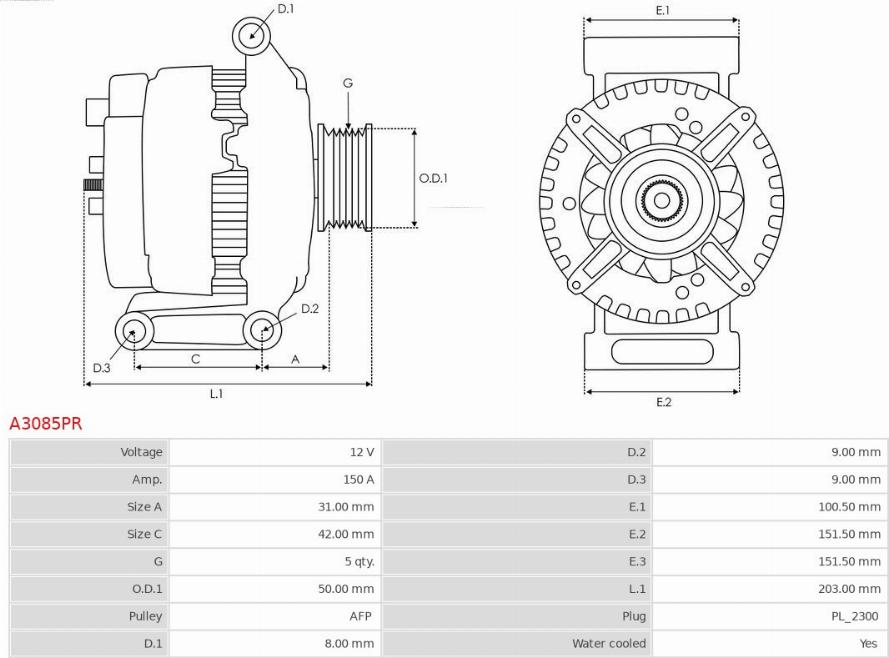 AS-PL A3085PR - Генератор vvparts.bg