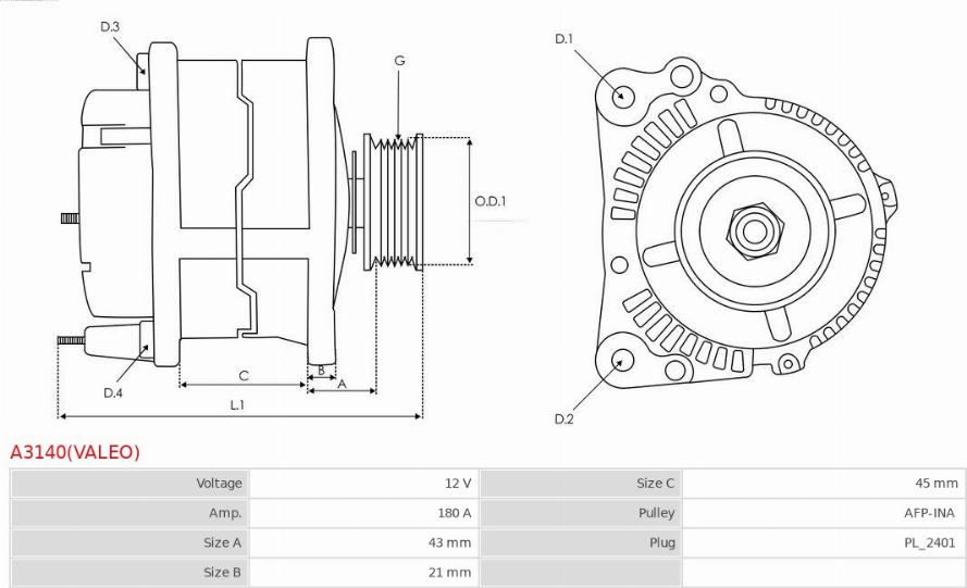 AS-PL A3140(VALEO) - Генератор vvparts.bg