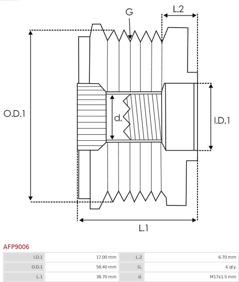 AS-PL AFP9006 - Ремъчна шайба, генератор vvparts.bg