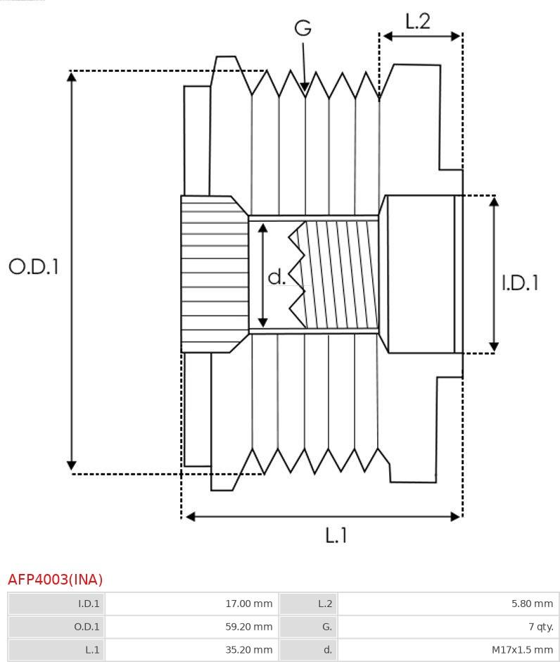 AS-PL AFP4003(INA) - Ремъчна шайба, генератор vvparts.bg