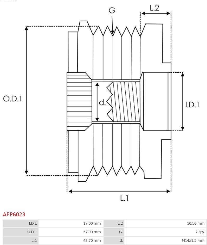 AS-PL AFP6023 - Ремъчна шайба, генератор vvparts.bg