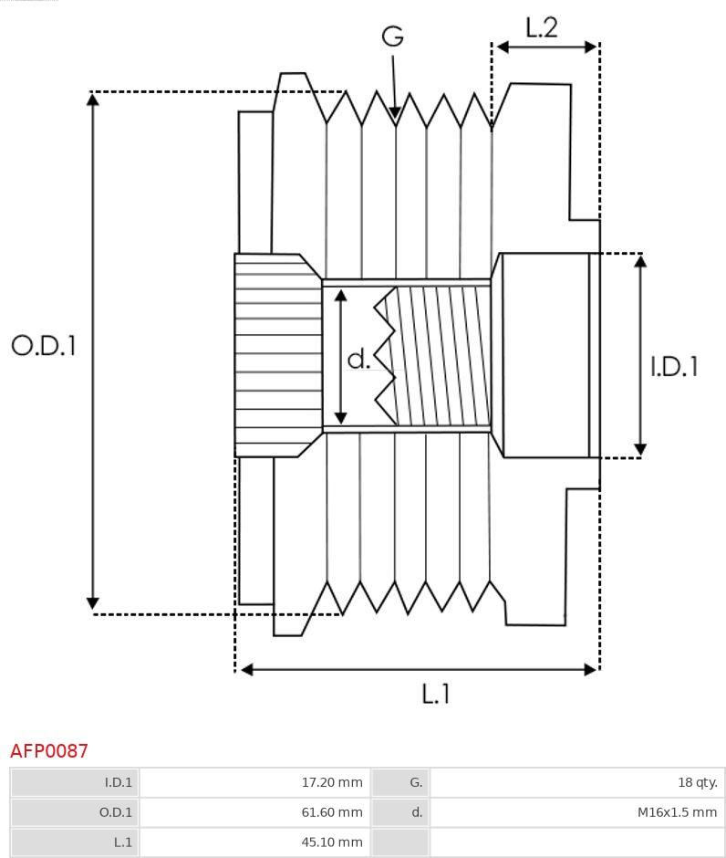 AS-PL AFP0087 - Ремъчна шайба, генератор vvparts.bg