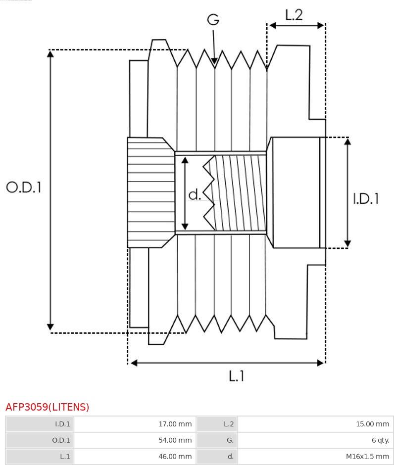 AS-PL AFP3059(LITENS) - Ремъчна шайба, генератор vvparts.bg