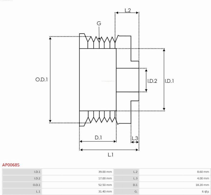 AS-PL AP0068S - Ремъчна шайба, генератор vvparts.bg