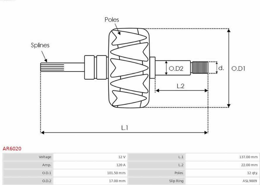 AS-PL AR6020 - Ротор, генератор vvparts.bg