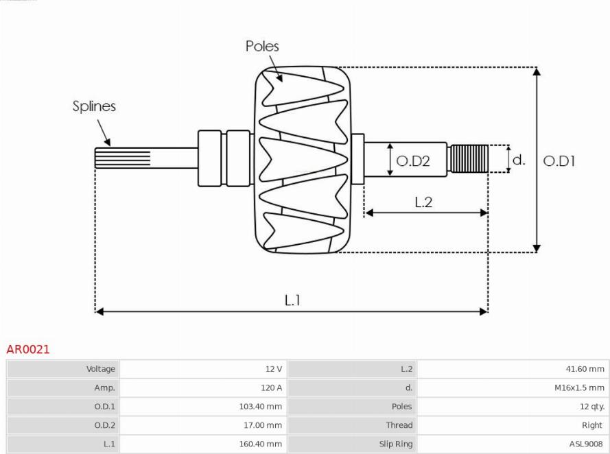 AS-PL AR0021 - Ротор, генератор vvparts.bg