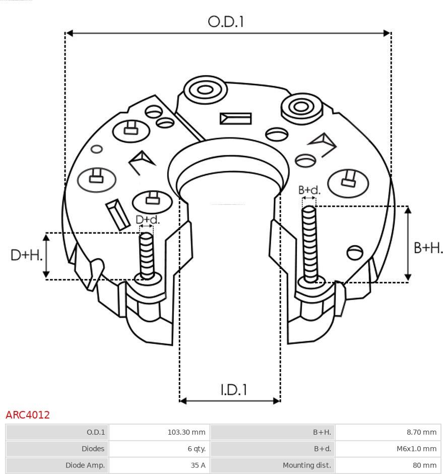 AS-PL ARC4012 - Изправител, генератор vvparts.bg