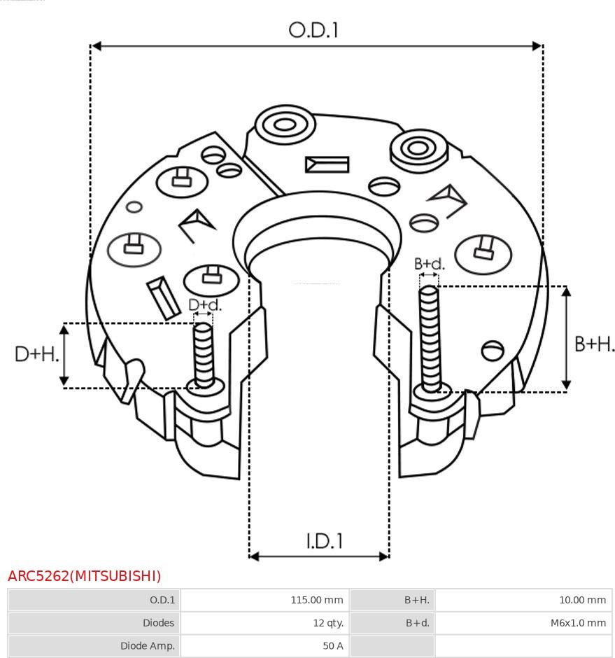 AS-PL ARC5262(MITSUBISHI) - Изправител, генератор vvparts.bg