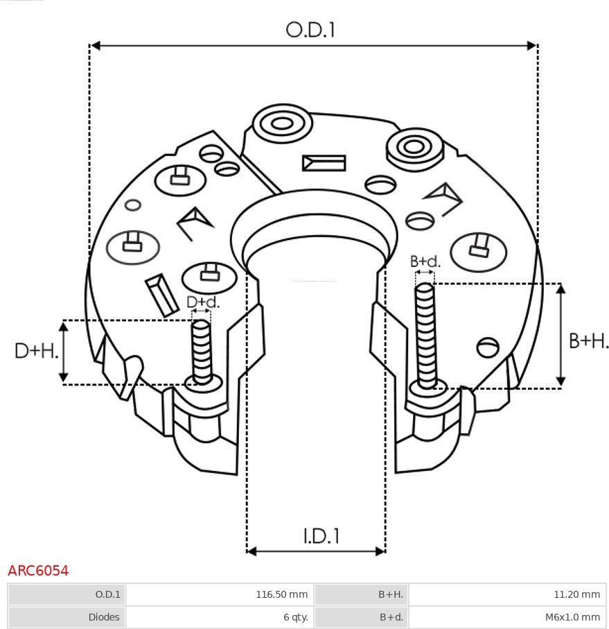 AS-PL ARC6054 - Изправител, генератор vvparts.bg