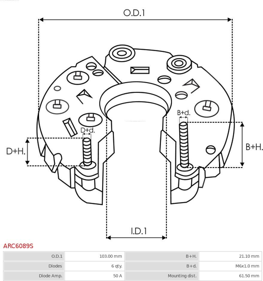 AS-PL ARC6089S - Изправител, генератор vvparts.bg