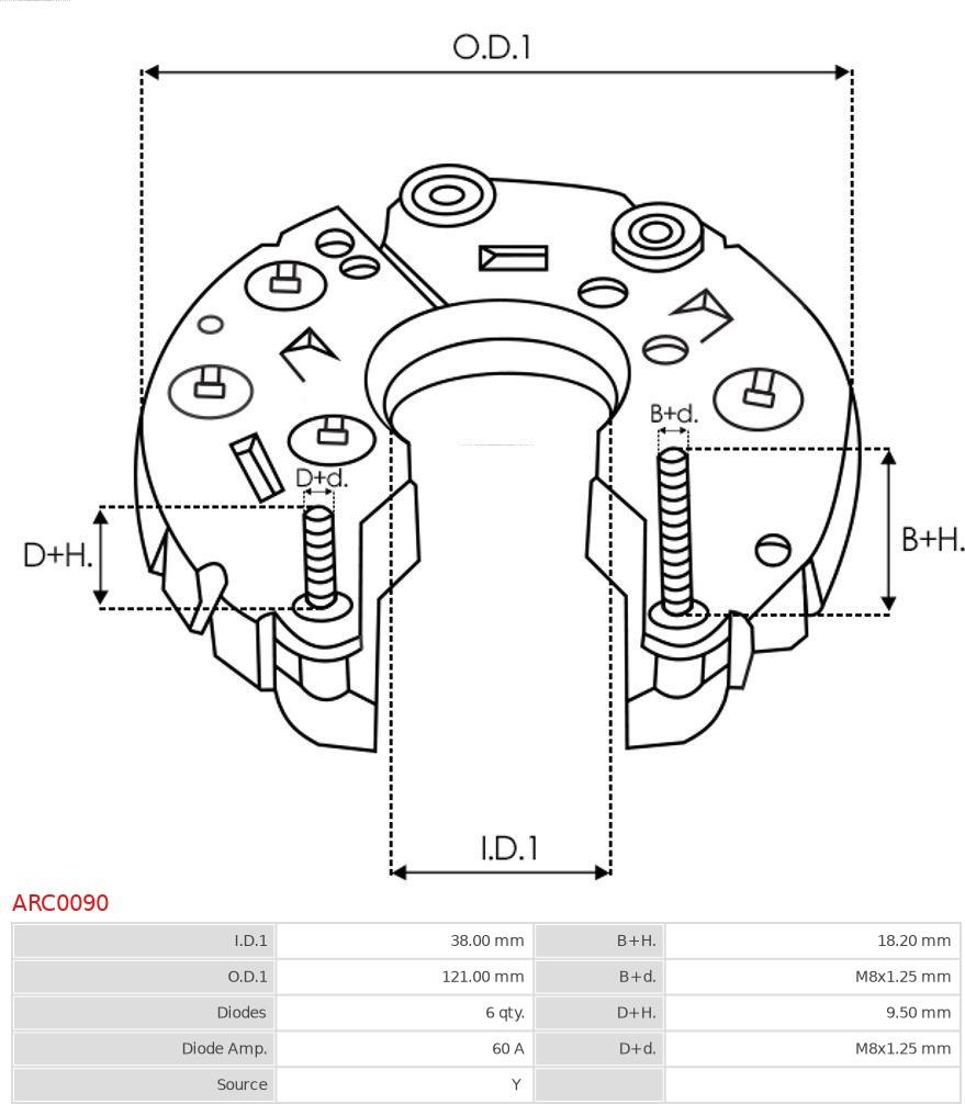 AS-PL ARC0090 - Изправител, генератор vvparts.bg