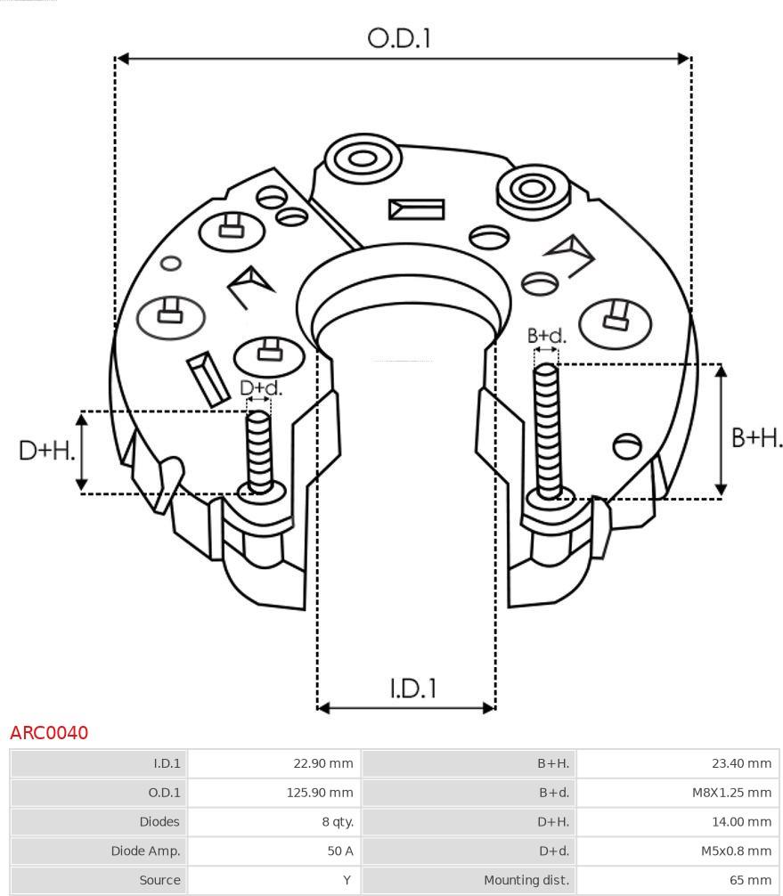 AS-PL ARC0040 - Изправител, генератор vvparts.bg