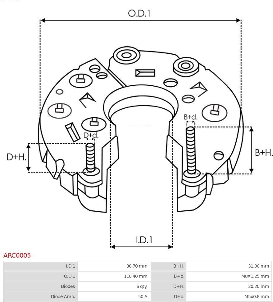 AS-PL ARC0005 - Изправител, генератор vvparts.bg