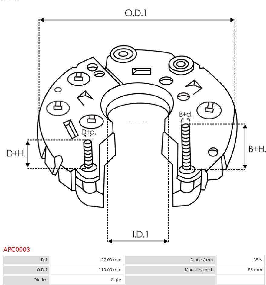 AS-PL ARC0003 - Изправител, генератор vvparts.bg